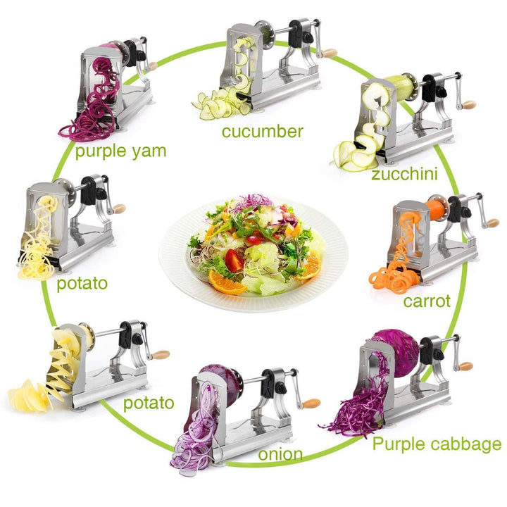 6-Blade Vegetable Spiralizer Spiral Slicer Veggie Pasta Spaghetti Maker for Healthy Low Carb/Paleo/Gluten - 304 Food Stainless Steel Body