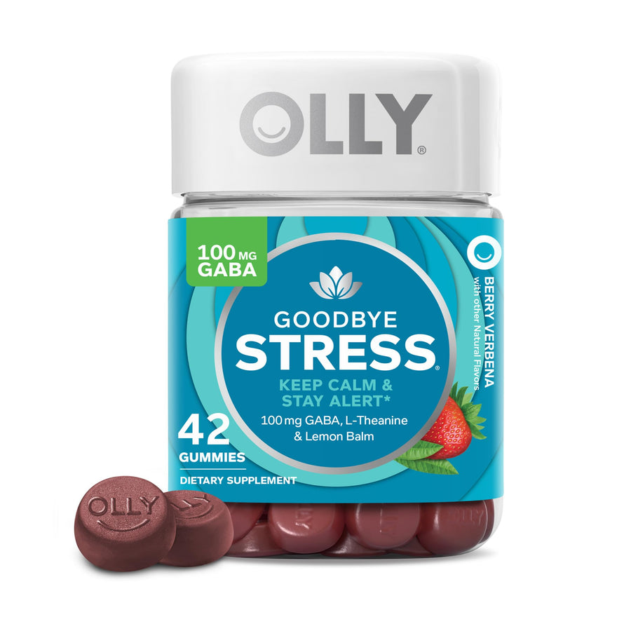 Goodbye Stress Gummy, GABA, L-Theanine, Lemon Balm, Stress Relief Supplement, Berry - 42 Count