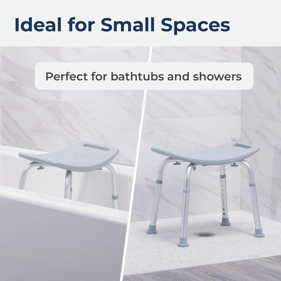 RTL12203KDR Shower Chair, Adjustable Shower Stool with Suction Feet, Shower Seat for Inside Shower or Tub, Bathroom Bench Bath Chair for Elderly and Disabled, 300 LB Weight Cap