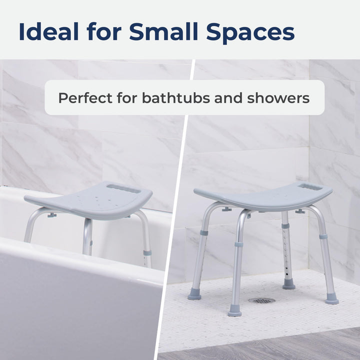 RTL12203KDR Shower Chair, Adjustable Shower Stool with Suction Feet, Shower Seat for Inside Shower or Tub, Bathroom Bench Bath Chair for Elderly and Disabled, 300 LB Weight Cap