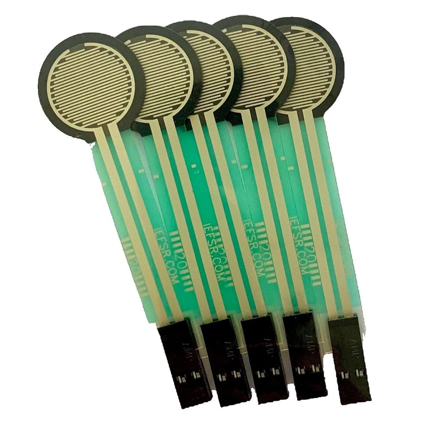 5 Pack Flexible Sensing Resistors with Female Contact and Housing, Thin Film Pressure Sensor Compatible with arduino or microbit DIY kit, 0.5 inch Circle, FSR 402 with 2 pin Female Contacts Housing