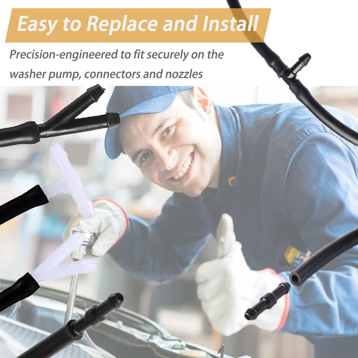 Windshield Washer Hose Kit - 4 Meter Universal Washer Fluid Hose with 12 Pcs Hose Connectors, Suitable for Most Windshield Washer Nozzle Installation, Connect Car Water Pump and Nozzles
