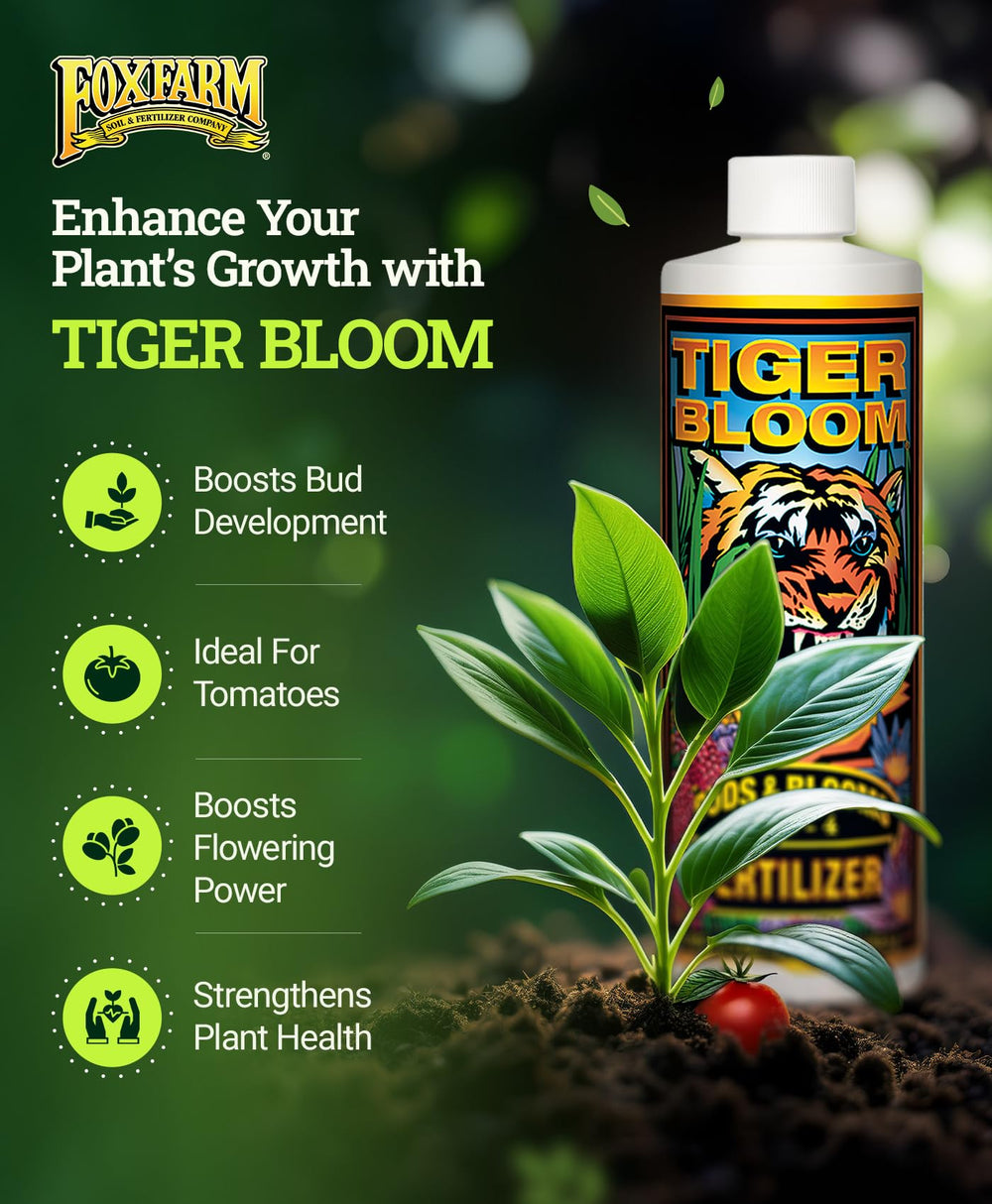 Tiger Bloom Liquid Fertilizer Concentrate - Fast Acting Formula for Vicious Growth with Phosphorus - Encourages Fruit, Flower & Bud Development, NPK 2-8-4 (Pint)