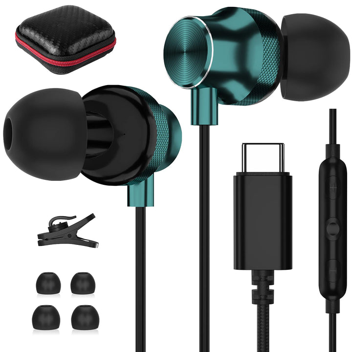 USB C Headphone, Wired Earbuds for iPhone 15 Pro Max Samsung S23 FE S22 S21 S20 A53 A54 Galaxy Z Flip in-Ear Noise Canceling Type C Earphone with Mic for iPad 10 Pro Pixel 7 6 6a 7a 8 OnePlus