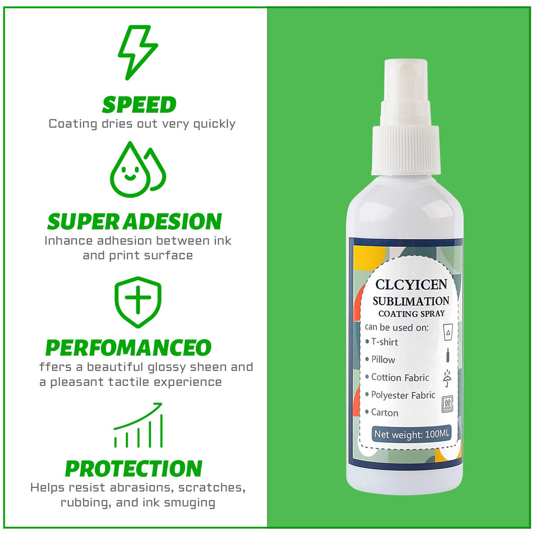 Sublimation Spray for Cotton Shirts, Including All Fabric, Handbags, Canvas, Backpacks, Beautiful More Vibrant Colors, Easy Subli for Sublimation, Strong Waterproof and Super Adhesion(100ml)