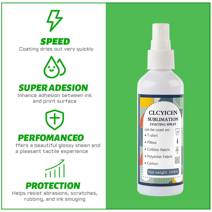 Sublimation Spray for Cotton Shirts, Including All Fabric, Handbags, Canvas, Backpacks, Beautiful More Vibrant Colors, Easy Subli for Sublimation, Strong Waterproof and Super Adhesion(100ml)