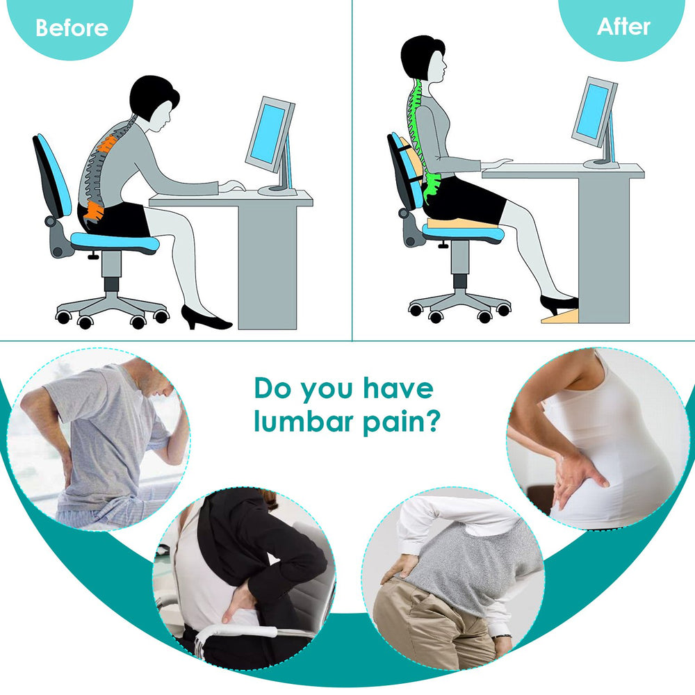 Lumbar Support Pillow for Car Seat/Office Chair (Black)