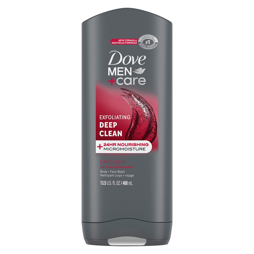 Body and Face Wash Exfoliating Deep Clean Body Wash for Men with 24-Hour Nourishing Micromoisture Technology, 13.5 oz