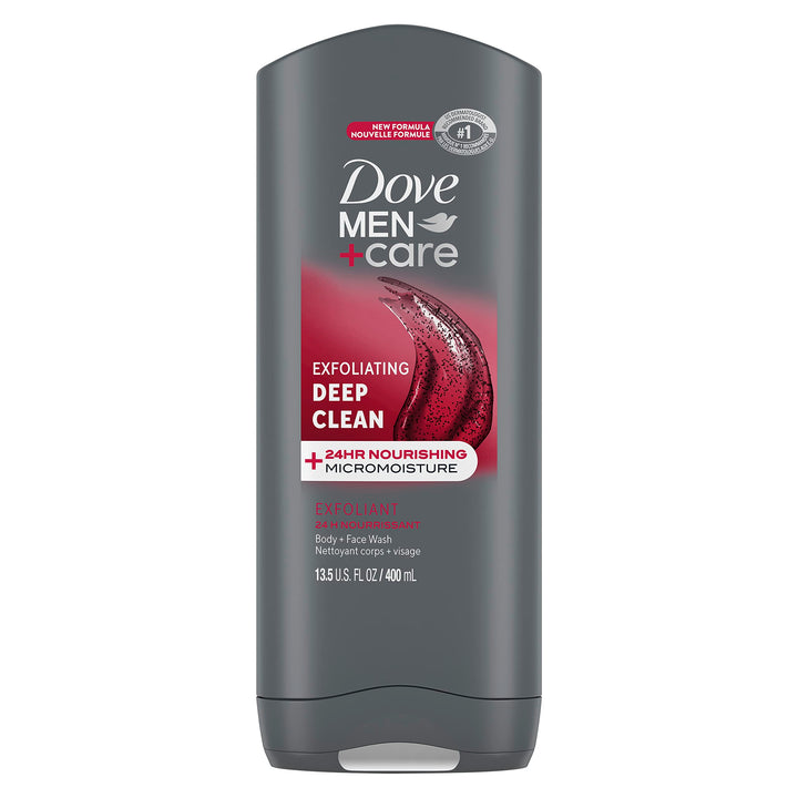 Body and Face Wash Exfoliating Deep Clean Body Wash for Men with 24-Hour Nourishing Micromoisture Technology, 13.5 oz
