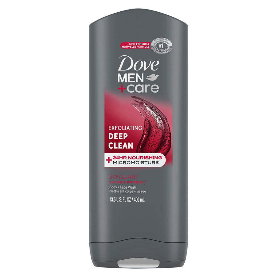 Body and Face Wash Exfoliating Deep Clean Body Wash for Men with 24-Hour Nourishing Micromoisture Technology, 13.5 oz