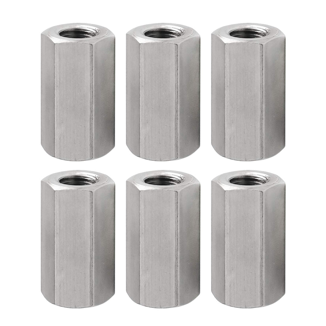 Pack of 8 M6 X 1.0-Pitch 25mm Length Hex Width 10mm Metric Hex Coupling Nut 304 Stainless Steel Rod Coupling Nuts