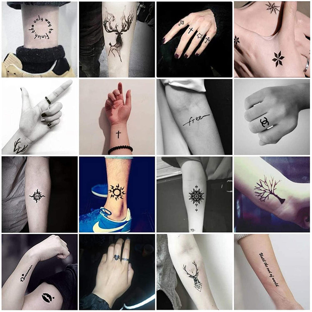 Temporary Tattoo Kit, Semi Permanent Tattoo Jagua Gel Freehand Ink Temp Tattoos for Women Kids Men Body Art Painting DIY Fake Tattoos Freckles 40 Pcs Tattoo Stencils - 2 Bottles (1oz)