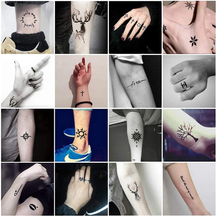 Temporary Tattoo Kit, Semi Permanent Tattoo Jagua Gel Freehand Ink Temp Tattoos for Women Kids Men Body Art Painting DIY Fake Tattoos Freckles 40 Pcs Tattoo Stencils - 2 Bottles (1oz)