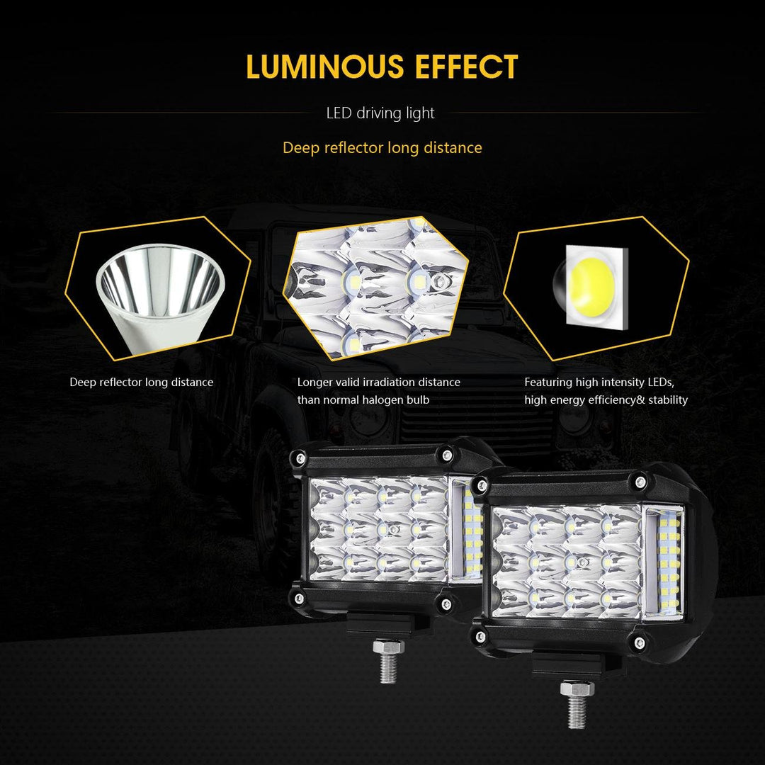 4 Side Shooter LED Pods 19W 2Pcs LED Light Bar Off Road Light Pods with 19pcs * 1w Led Chips Spot Flood Combom Beam (Pack of 2)