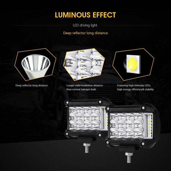 4 Side Shooter LED Pods 19W 2Pcs LED Light Bar Off Road Light Pods with 19pcs * 1w Led Chips Spot Flood Combom Beam (Pack of 2)