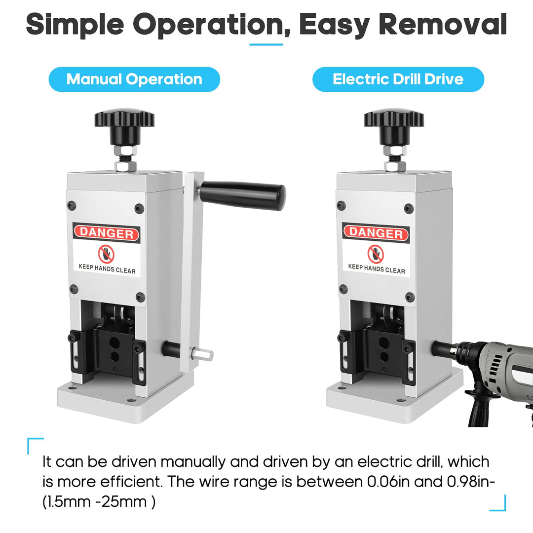 Wire Stripper Machine, Wire Stripper Machine 0.06-0.98 Inch (1.5-25 mm) for Scrap Cable Copper Recycling Hand Crank Wire Stripping Machines