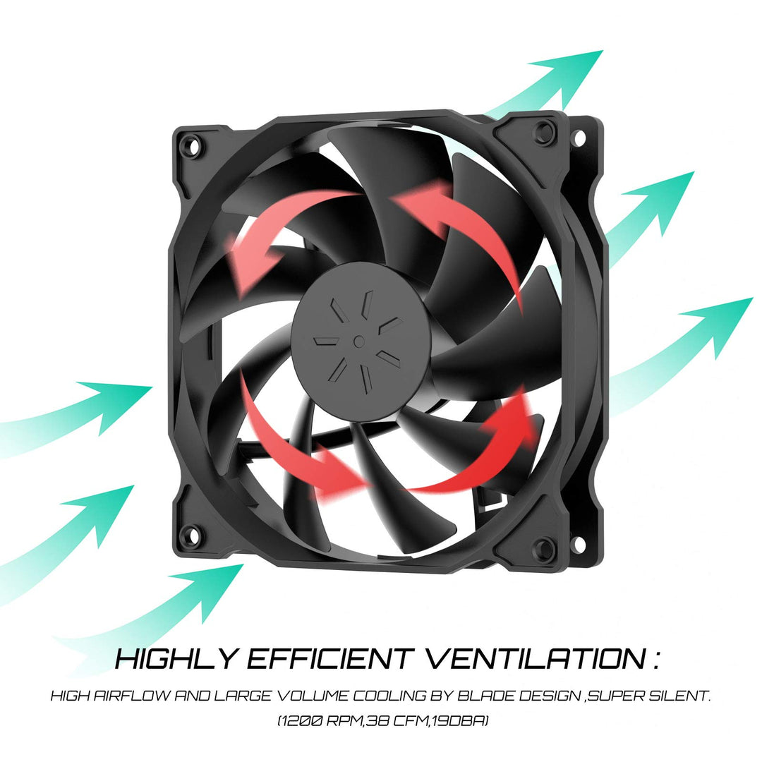 120mm PC Case Fan,High Performance,Long Life for Fan for Computer Cases Cooling,3-Pack,12BK3-3