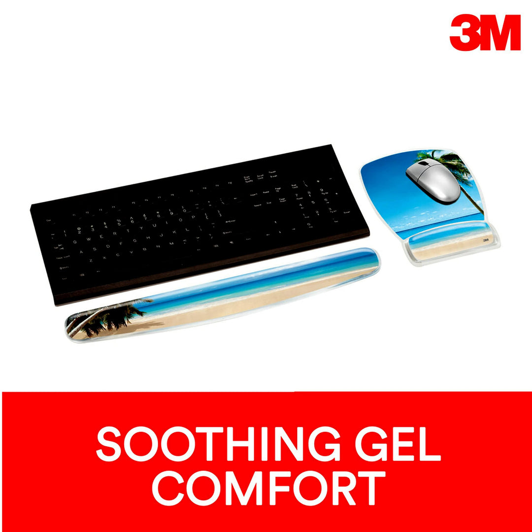 Fun Design Clear Gel Mouse Pad with Wrist Rest, 6.8 x 8.6, Beach Design