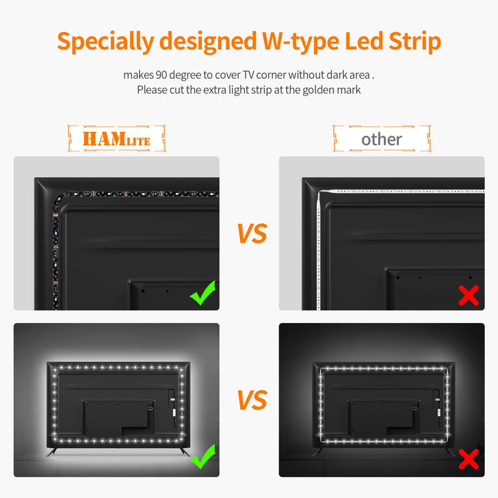 TV Bias Lighting 6500K True White for 70 72 75 80 82 85 Inch TV, 18Ft USB TV LED Backlight with RF Remote Cover 4 Sides Behind TV Background Room Decor Gaming Light for Men Ambient Mood Light