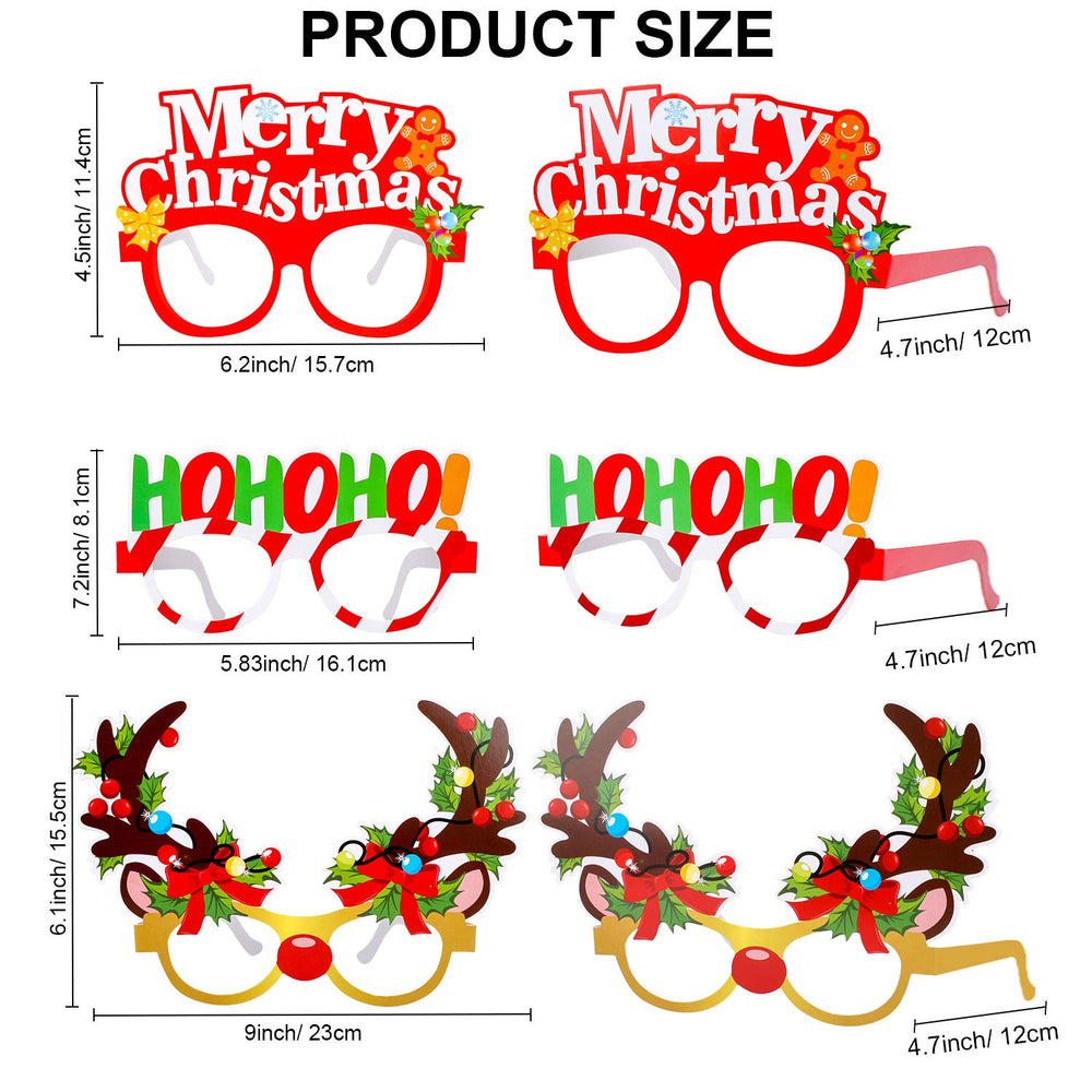 Christmas Glasses Funny Christmas Sunglasses Decorative Eyeglasses Frame Photo Prop Celebration, Xmas Santa Snowflake Decor,For Christmas Party Favors Supplies Decoration, Pack Of 24