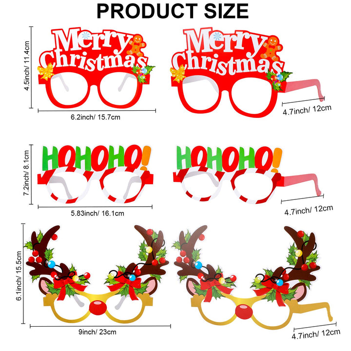 Christmas Glasses Funny Christmas Sunglasses Decorative Eyeglasses Frame Photo Prop Celebration, Xmas Santa Snowflake Decor,For Christmas Party Favors Supplies Decoration, Pack Of 24