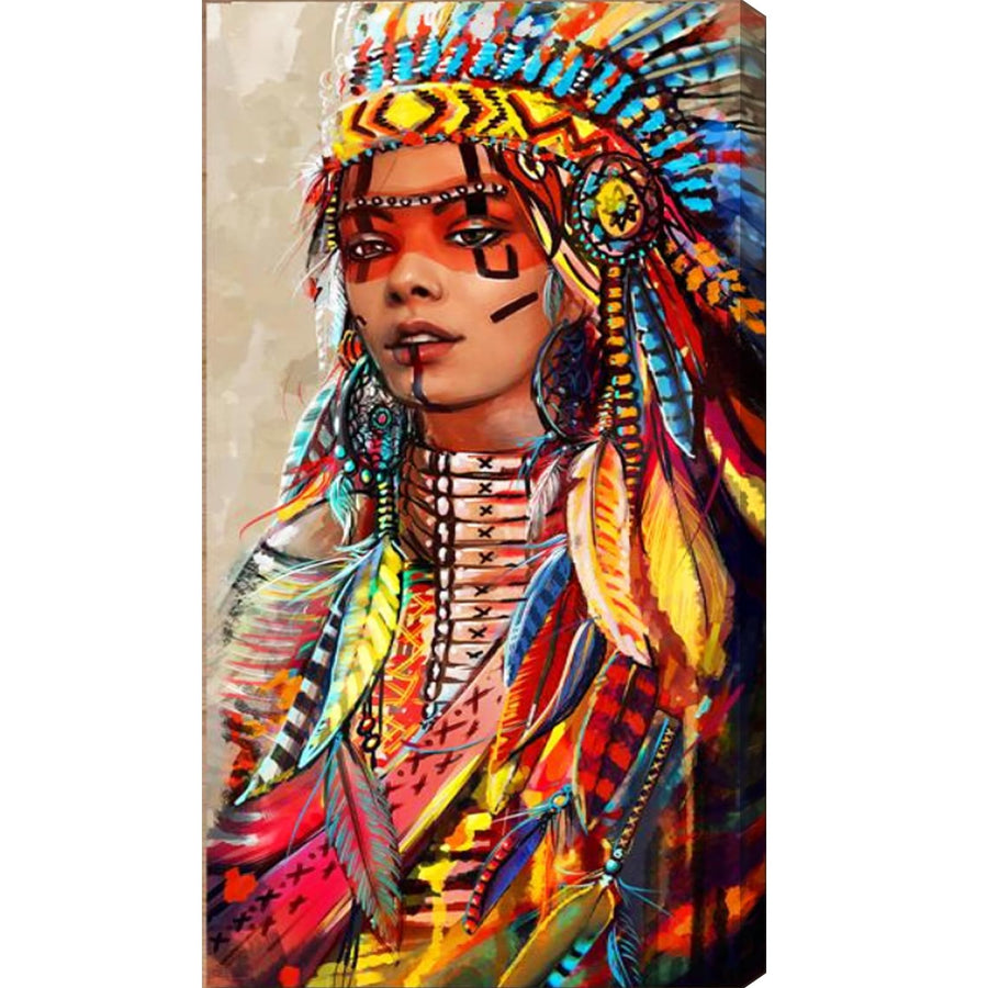 DIY Extra Large Size 5D Diamond Painting Kits for Adults 16x31.5Inch Round Full Drill Diamond Embroidery Dotz Kit Home Wall Art Decor- Native American Indian Woman