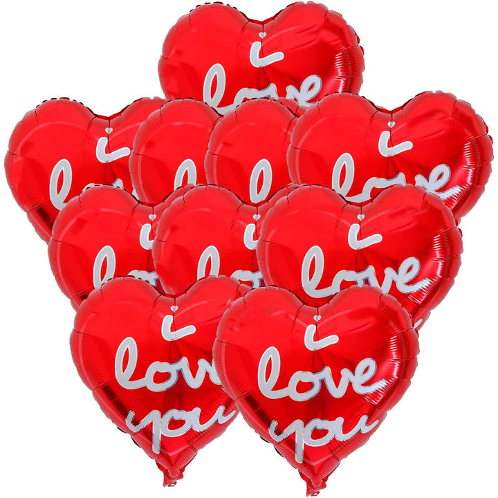 Valentines Day Decorations Balloons,Love Heart Foil Balloons,i Love You Balloon,10Pcs(Red)