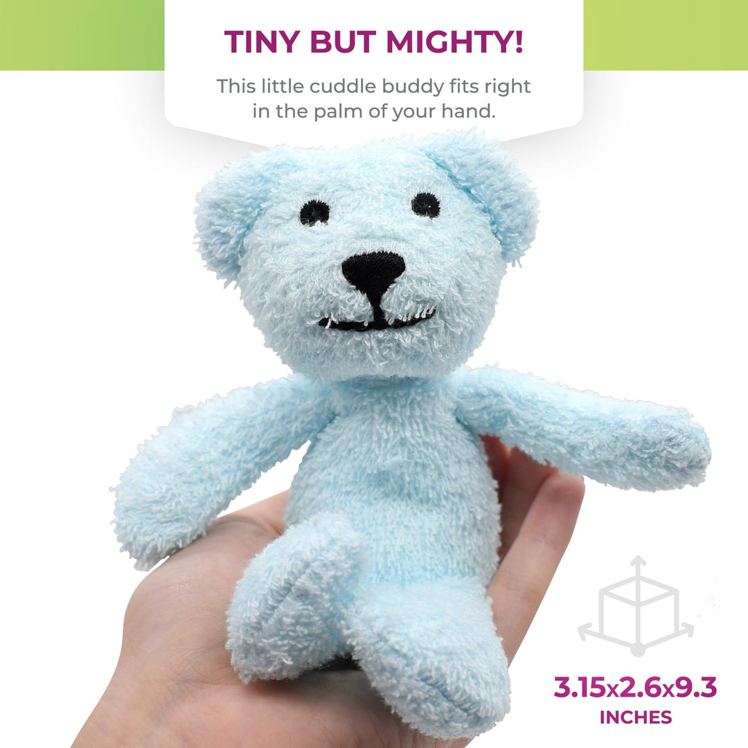 Zoo — Mini Buckley The Blue Bear — Kids Hot and Cold Pain Relief Boo Boo Tool — Heating Pad Microwavable Stuffed Animal and Cooling Pad — Easy Wash, Natural Sleep Aid