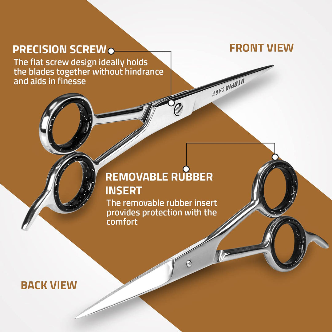 Hair Cutting and Hairdressing Scissors 6.5 Inch, Premium Stainless Steel shears with smooth Razor & Sharp Edge Blades, for Salons, Men & Women, Kids, Adults, & Pets - Silver
