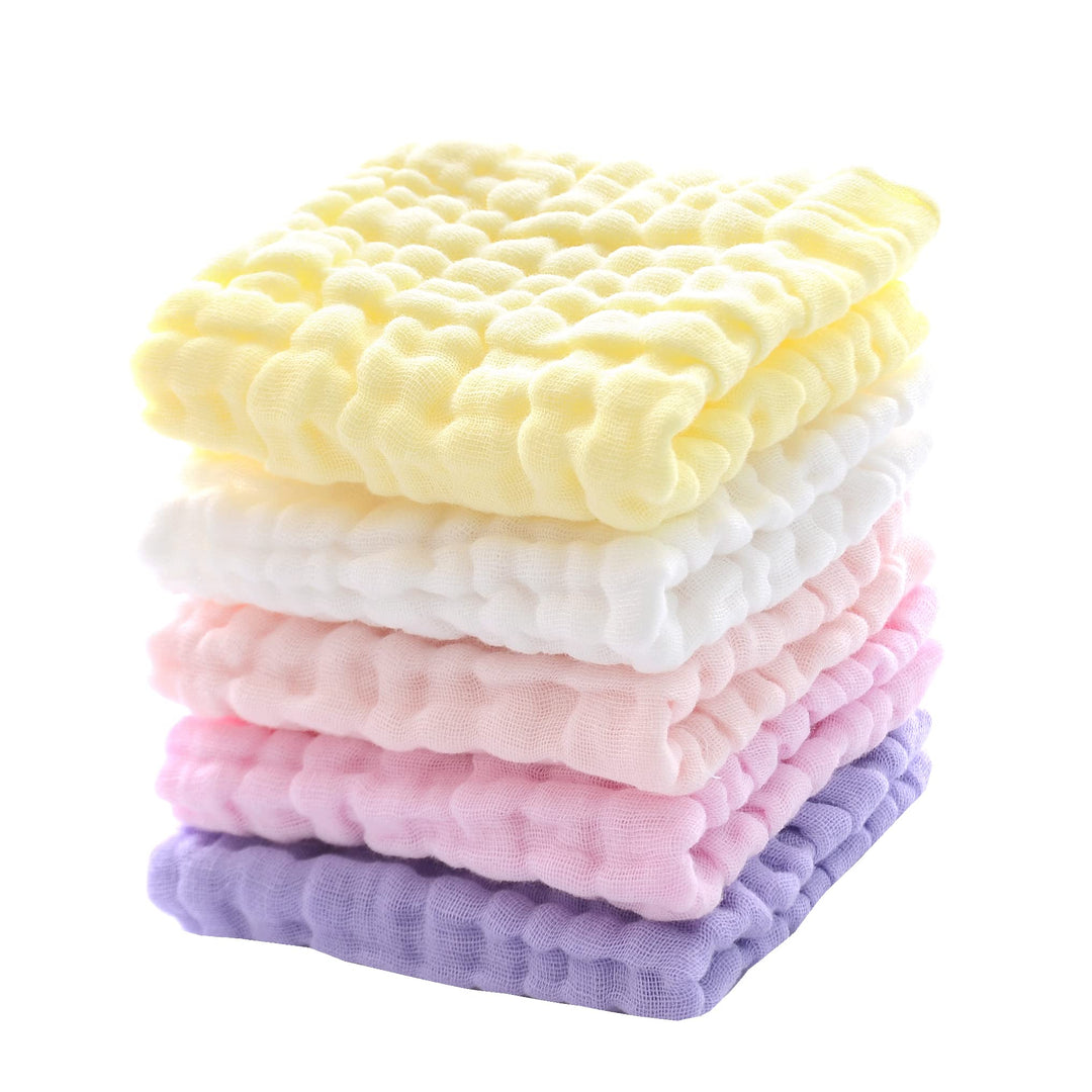 Baby Washcloths - Natural Cotton Baby Wipes - Soft Newborn Face Towel and Washcloth for Sensitive Skin- Baby Registry as Shower 5 Pack 12x12 inches