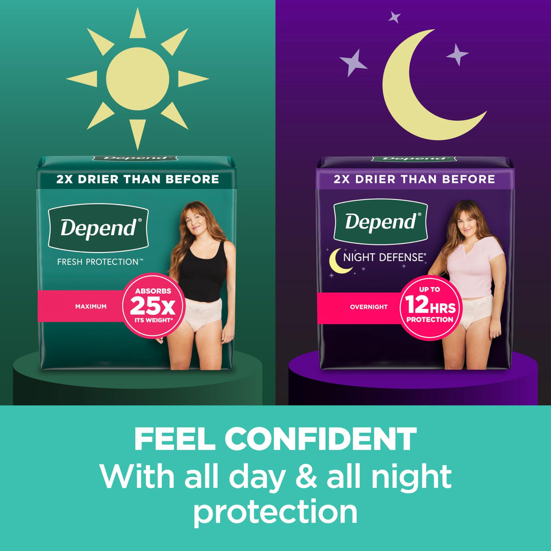 Fresh Protection Adult Incontinence & Postpartum Bladder Leak Underwear for Women, Disposable, Maximum, Medium, Blush, 30 Count, Packaging May Vary