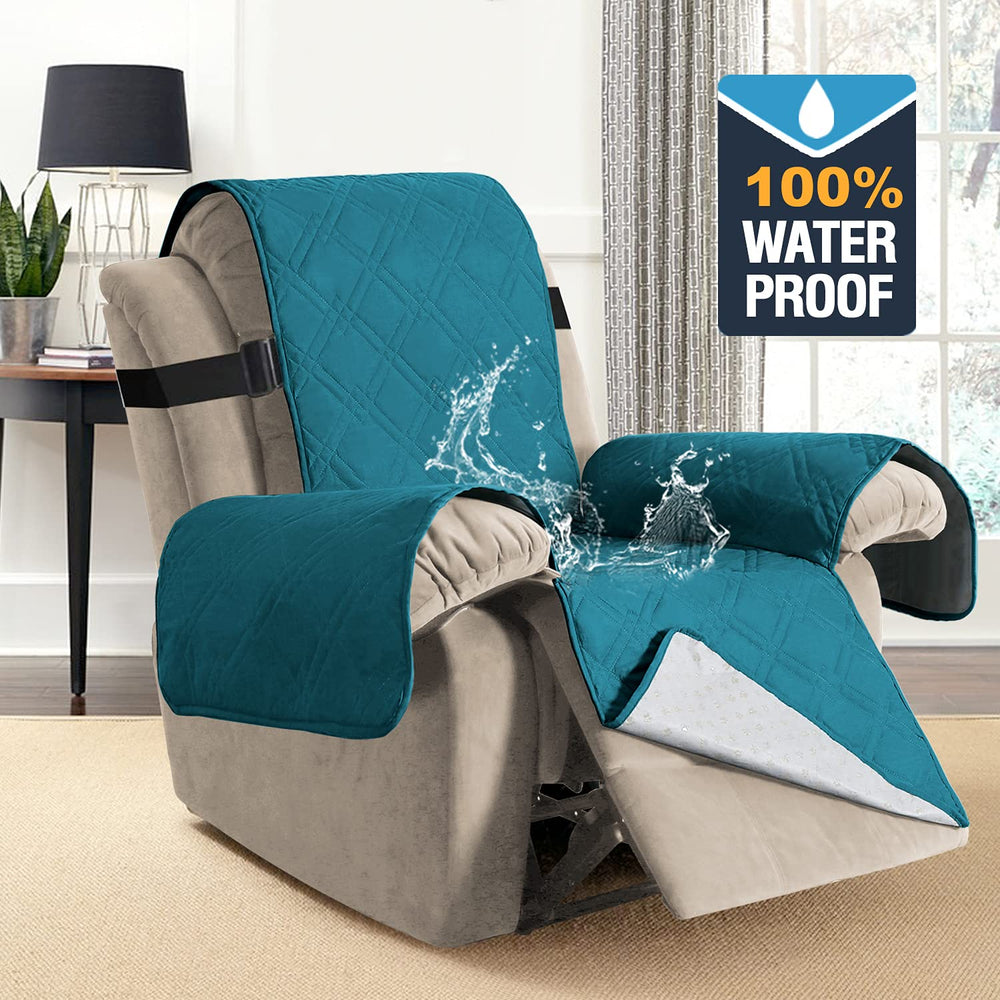 100% Waterproof Recliner Chair Covers Recliner Cover for Recliner Chair Non-Slip Dog Chair Cover with Elastic Straps Washable Furniture Protector for Pets, Dogs (Recliner, Dark Teal)