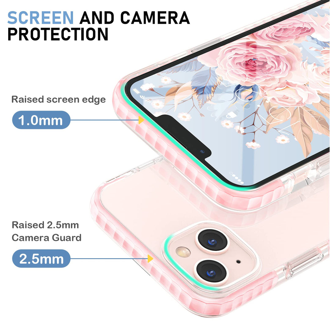 Compatible with iPhone 13 case Clear Thin Slim Crystal Transparent Cover Shockproof Bumper Case for iPhone 13 6.1 2021(Pink)