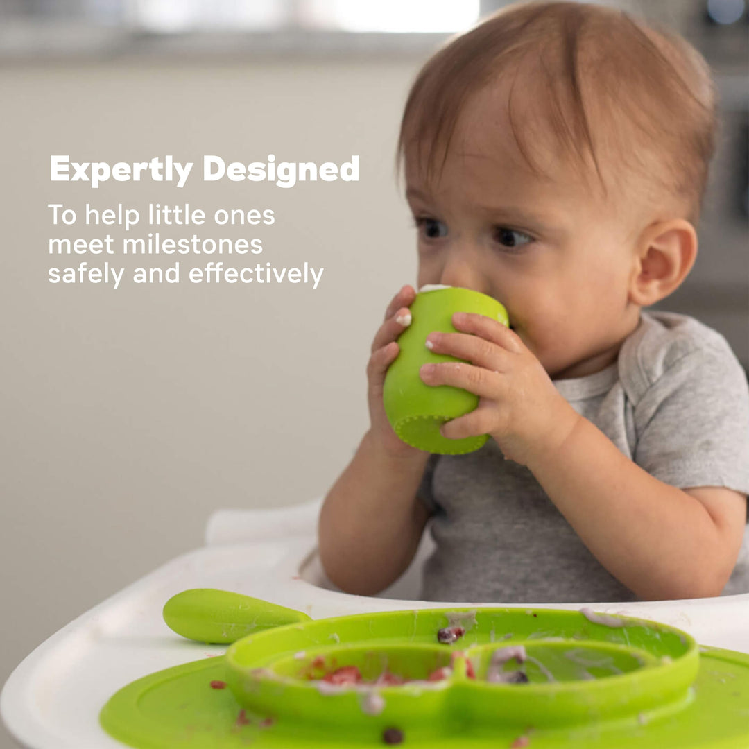 Tiny Cup (Lime) - 100% Silicone Training Cup for Infants - 4 months + - Designed by a Pediatric Feeding Specialist - Baby-led Weaning Essentials & Baby Gifts