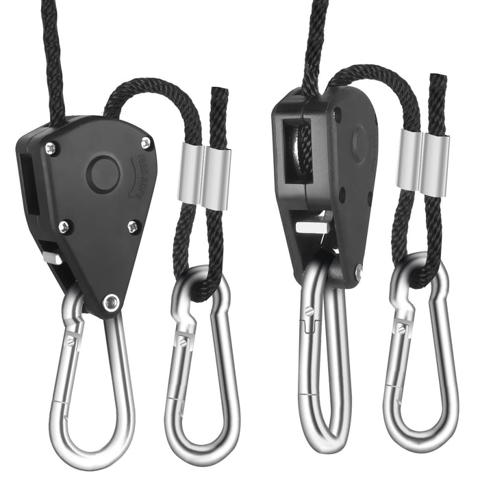 GLROPEX6 6-Pair 1/8 Inch 8-Feet Long Heavy Duty Adjustable Rope Clip Hanger (150lbs Weight Capacity) Reinforced Metal Internal Gears, 6 Pack, black