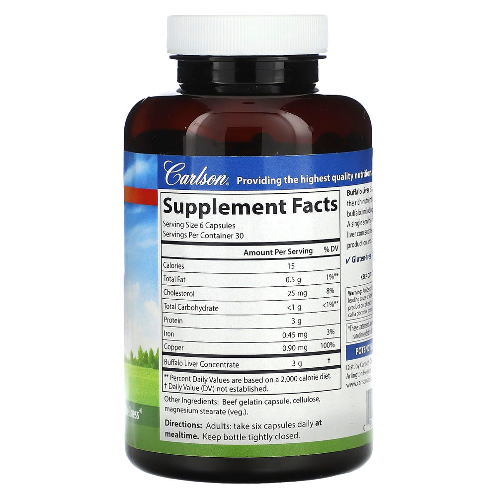 Buffalo Liver, Blood Health, 180 Capsules
