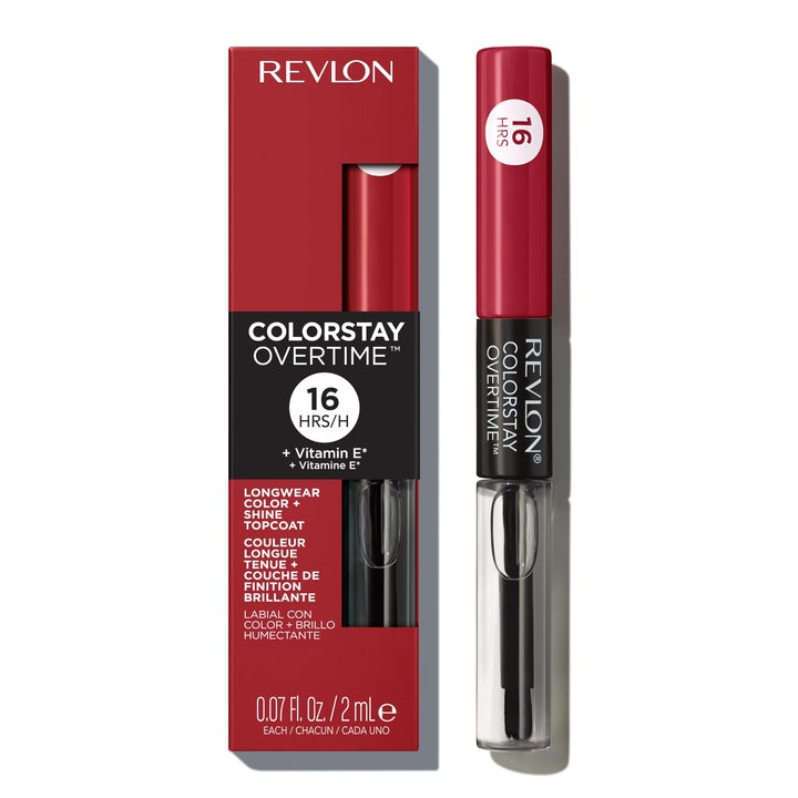 Colorstay Overtime Glossy Finish Dual Ended Long Wearing Liquid Lipstick with Clear Lip Gloss, with Vitamin E - Plum / Berry, Ultimate Wine (140), 0.07 oz