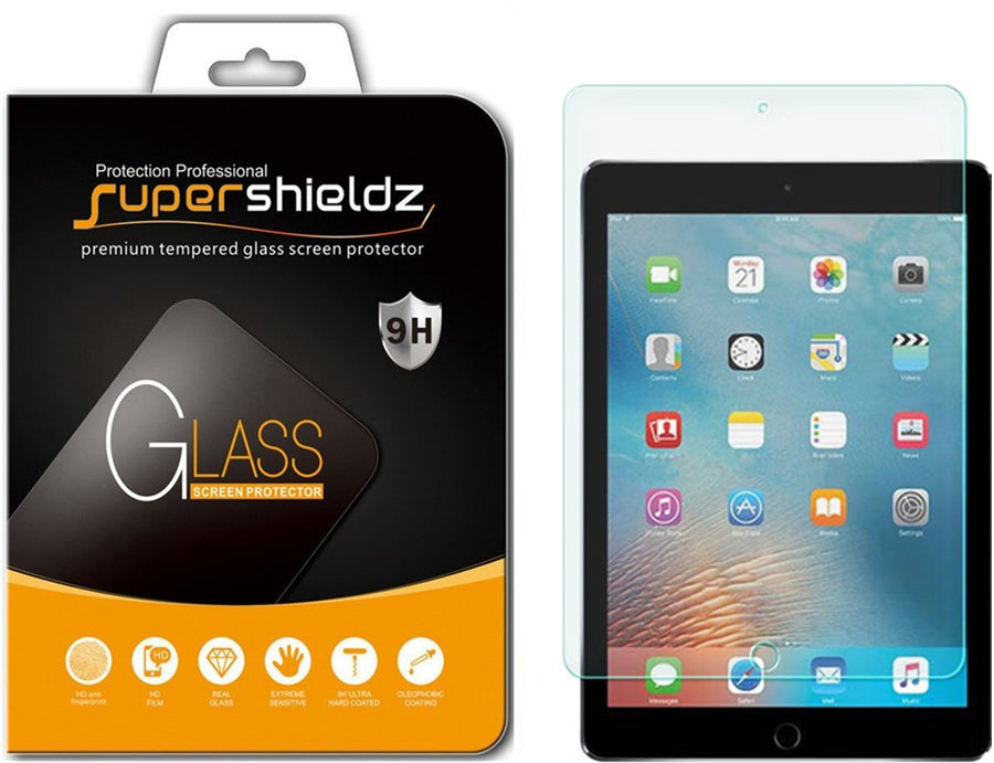 Apple iPad Pro 9.7 inch Tempered Glass Screen Protector, ® iPad Pro 9.7 Ballistics Glass 0.3mm 9H Hardness Anti-Scratch, Anti-Fingerprint, Bubble Free -Crystal Clear - Retail Packaging