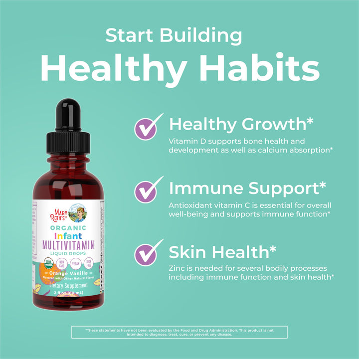 Multivitamin for Infants | USDA Organic | Multivitamin Liquid Drops for Babies 6-12 Months | Immune Support & Overall Wellness | Vegan | Non-GMO | Gluten Free | 2 Fl Oz