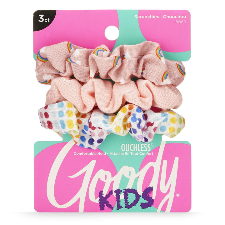 Goody Ouchless Hair Scrunchie - 3 Count, Rainbow & Peach- Help Keep Hairs In Place - Hair Accessories to Style With Ease and Keep Your Hair Secured - For All Hair Types - Pain Free