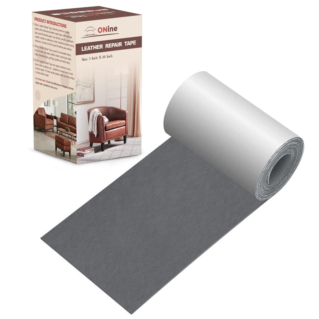 Leather Repair Patch,Leather Repair Tape, 3 x 60 inches Leather Repair Patch for Furniture,Vinyl Repair Kit,Leather Couch Patch,for Sofas, Furniture, Car Seats, Office Chairs(Gray)