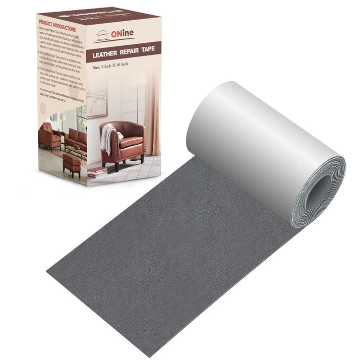 Leather Repair Patch,Leather Repair Tape, 3 x 60 inches Leather Repair Patch for Furniture,Vinyl Repair Kit,Leather Couch Patch,for Sofas, Furniture, Car Seats, Office Chairs(Gray)