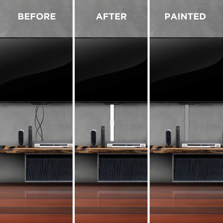 Simple Cord Cable Concealer On-Wall Cord Covers - 12, 25” Raceways – 300” Total Cable Management System Hides Cables, Cords, Wires for Wall TVs, Computers – White