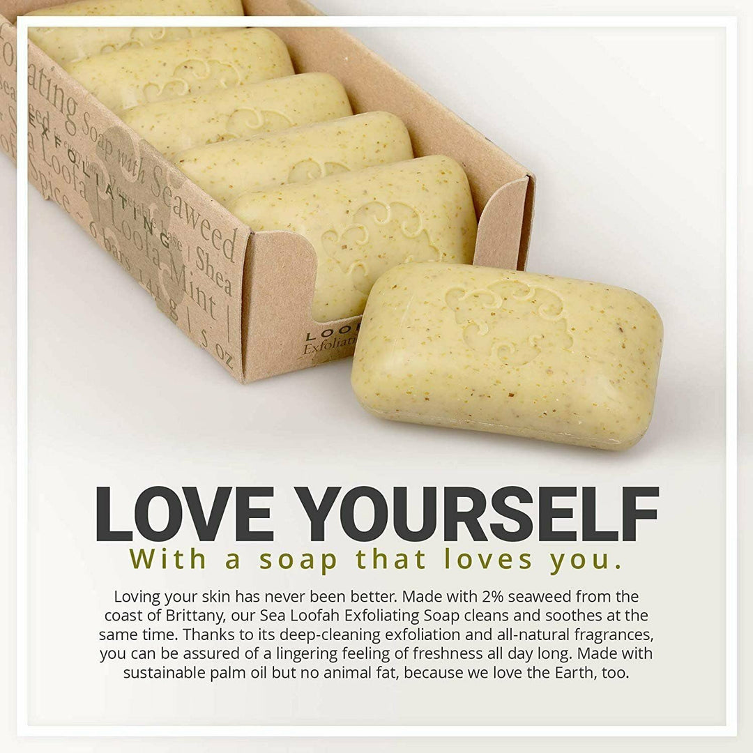 Exfoliating Sea Loofa Soap - Natural Fragrance - Hydrating & Moisturizing Triple-Milled Luxury, 5 oz (Pack of 6)