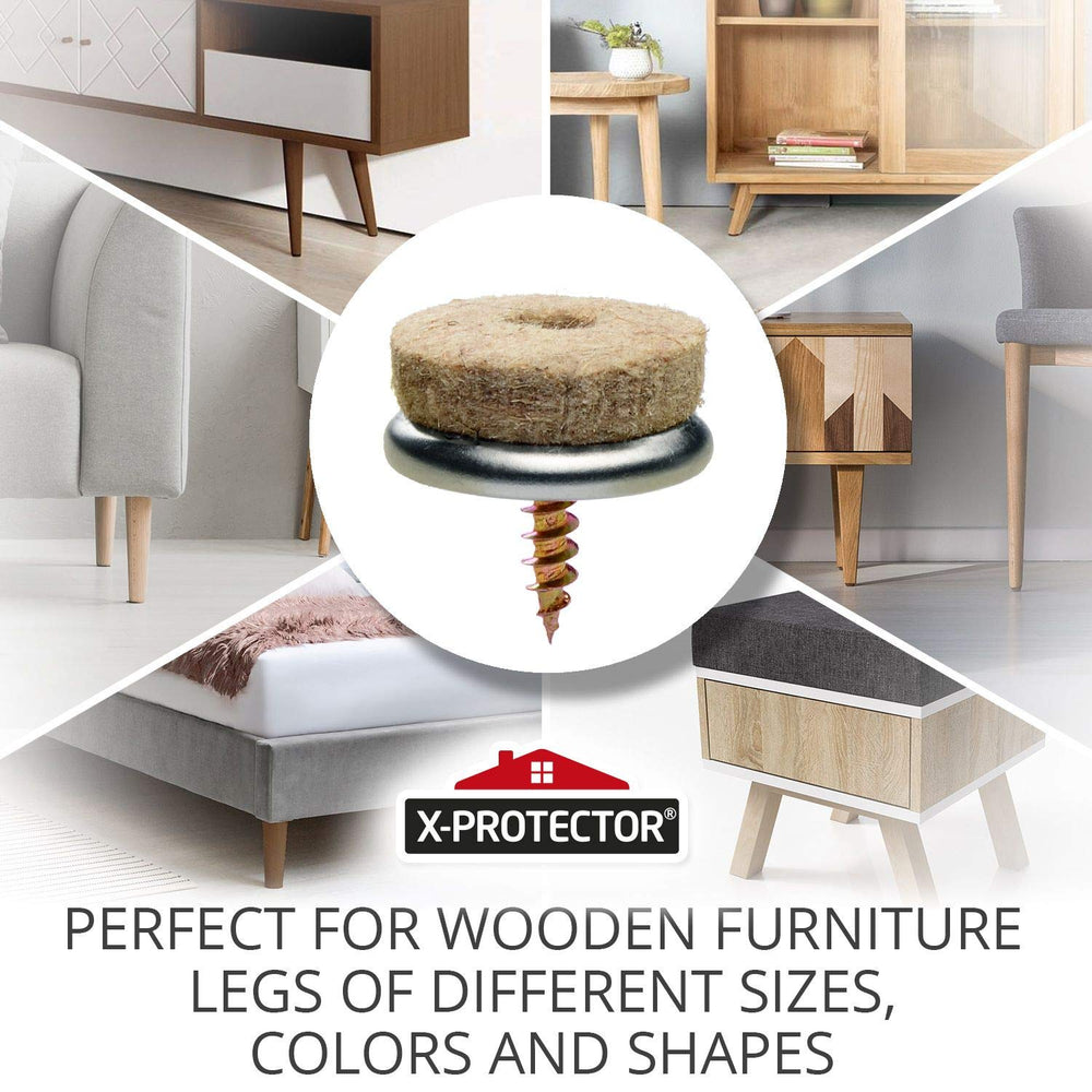 Screw-On Felt Pads – 24 Felt Chair Pads for Hardwood Floors 0.8 – Premium Chair Glides – Beige Floor Protectors for Furniture Legs – The Best Furniture Sliders for Hardwood Floors