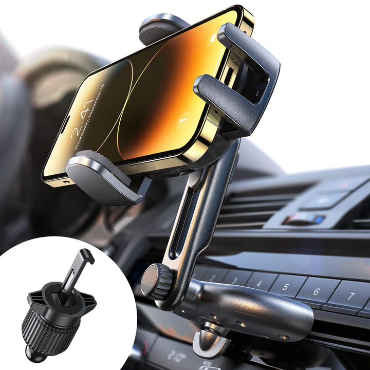 CD Slot Phone Mount for Car, Adjustable CD Phone Holder for Car Phone Mount for iPhone Car Holder Mount Ultra Sturdy Vent Cell Phone Holder Mount for iPhone 16 Pro Max Plus Accessories,Black