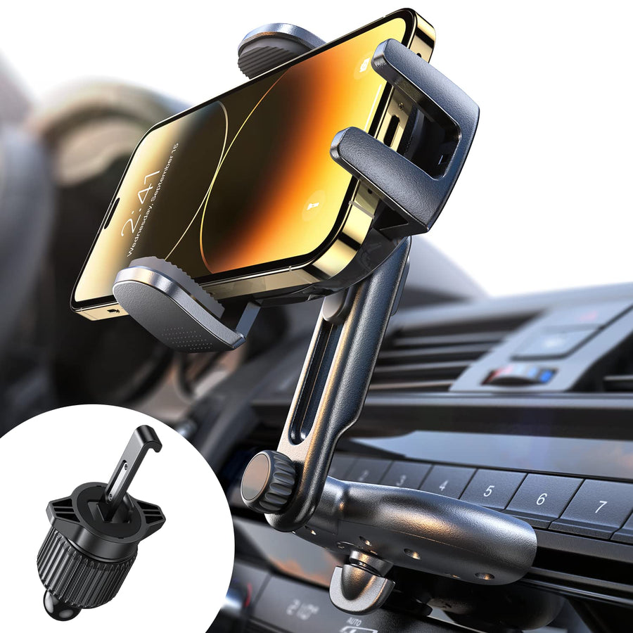CD Slot Phone Mount for Car, Adjustable CD Phone Holder for Car Phone Mount for iPhone Car Holder Mount Ultra Sturdy Vent Cell Phone Holder Mount for iPhone 16 Pro Max Plus Accessories,Black