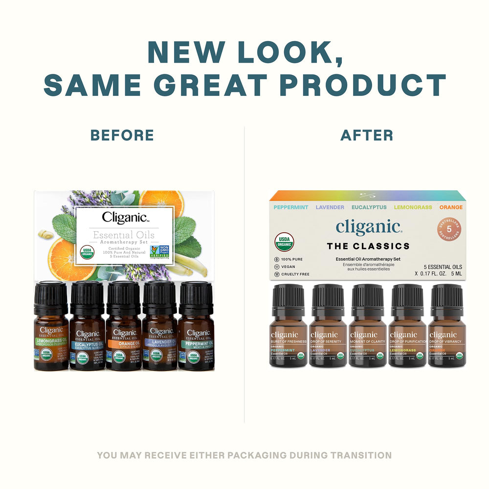 Organic Essential Oils Set (Top 5) - 100% Pure Natural - Aromatherapy, Candle Making - Peppermint, Lavender, Eucalyptus, Lemongrass & Orange (Packaging May Vary)
