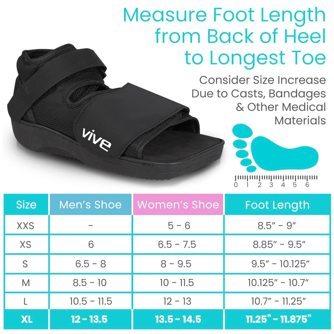 Post Op Shoe By Vive - Lightweight Post Op Boot w/ Adjustable Straps - Durable Foot Cast For Post Surgery Support - Medical Boot Reduces Swelling, Cramping, & Soreness - Vive Guarantee (X-Large)