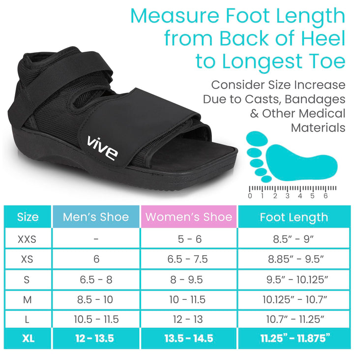 Post Op Shoe By Vive - Lightweight Post Op Boot w/ Adjustable Straps - Durable Foot Cast For Post Surgery Support - Medical Boot Reduces Swelling, Cramping, & Soreness - Vive Guarantee (X-Large)